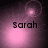 Four display a pink-hued, pixelated animation of a glowing orb with a circular lens flare effect, each labeled 'Sarah' in black text