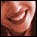 Pixelated close-up of a person's mouth and chin showing three distinct expressions: closed lips, wide smile with teeth, and open-mouthed grin.