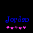 Blue pixelated text 'Jordao' above pink and purple heart symbols on a black background, with animation changing the number of hearts.