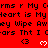 Red background with repeated black text and alternating white heart symbols, some hearts appear as <3 while others are full hearts.