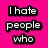 A static image with bright pink background displaying four text blocks in pixelated white font with black outlines.