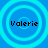 Four identical circular cyan rings on a blue background, each containing the text 'Valerie' in black pixelated font.