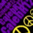 six colored each displaying the word 'CALCULATOR' in a stylized font with peace symbols scattered across a black background
