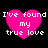 Four identical pink heart-shaped icons with white pixelated text reading "I've found my true love" on a black background.