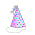 A pixelated birthday-themed icon with a colorful party hat on the left and purple text spelling 'I'm A BIRTHDAY Committee Member' across three