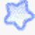 A pixelated star-shaped icon with a blue and white color scheme, featuring soft gradients and subtle pink accents in the center.