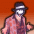 Pixelated character in fedora and checkered shirt with text overlays changing across frames.