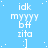 A static blue background with white text and small dots arranged in a pattern, featuring repeated phrases like 'idk myyyy bff zita :]' across multiple