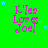 Green background with repeated 'L'Lea Loves Joel' text in pink and purple, scattered blue stars, and a gray rectangle on the right edge.