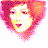 Animated contact sheet of a cartoon woman's face and swirling fire effects in red/orange hues with pixelated edges on white background.