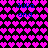 Pixelated icon with repeating pink hearts on black background, blue text "Julia and" in four corners, and a heart-shaped void in the center.