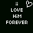 Static pixel art displays white text and symbols on a black background with two vertical bars above 'LOVE' in both left and right sections.