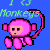 Pixelated pink monkey with black outline, green text 'Monkeeps' above on blue background.