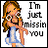 Pixelated cartoon-style icon of a woman with long brown hair wearing a blue dress, standing next to text that reads "I'm just missin you" on a white background.