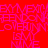 Pixelated text in pink on red, white, and light pink backgrounds with overlapping letters forming 'BMYMEX', 'FEENDON', 'LOVERINN', '[SMY', 'NINE' across four quadrants.