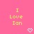 Yellow text "I Love Ion" on pink background with two white pixelated hearts below the text.