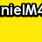 Yellow background with black-outlined white text reading "nielM4" in top-left and "RULES!" in bottom-right, pixelated rendering.