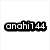 A four- shows a person in school uniform with red tie, dark top, blue skirt, and black boots; text reads 'anahi144' on white background