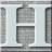 Static grayscale icon with light blue background, two rounded rectangular shapes stacked vertically within a larger frame structure.