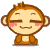Pixelated monkey character with brown fur, pink cheeks, and closed eyes in various poses including sitting, back view, and lying down.