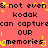 Pixelated text on a red background with yellow static-like artifacts, repeating phrases about Kodak and memories.