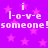 Purple background with pink stars and repeated white pixelated text reading "i love someone!" in two