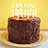 A chocolate cake with lit candles on a plate, next to pixelated text reading "it's not only chocolate." and "it is chocolate under my tongue".