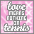 identical pixel art icons with pink and white patterned backgrounds, each displaying the text "love means nothing in tennis" in varying color schemes