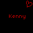 Red pixelated heart symbol above two instances of the name 'Kenny' in red pixelated text on a black background.