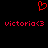 Red pixelated heart symbol above two identical lines of red text reading 'victoria<3' on a black background.