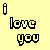 Pixelated text "i love you" on yellow background with black and white pixel changes across frames.