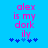 Pixelated text 'alex is my dork ily' in pink on blue background with five blue star icons below, two versions showing slight animation changes.
