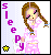 Pixel art of a girl with long brown hair in pigtails wearing pink pajamas, standing next to vertical purple text reading "Sleepy" and a yellow star.