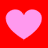 Four pink hearts on a red background, arranged in two of two with slight variations in heart shape and pixelation across the frames