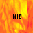 Animated orange and yellow flame background with three instances of the text "NIA" in black pixelated font positioned across the frame.