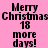 Pixelated text on pink background with yellow highlight bars, showing 'Merry Christmas 18 more days!' in black block letters.