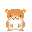 Two pixelated hamster icons with orange-brown fur, white bellies, and small dark eyes stand side-by-side against a gray background.