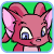 A 3x3 contact sheet of a pixelated red cartoon character with pink inner ears and blue eyes, showing nine distinct facial expressions against a green background.