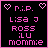 Pixelated icon with black background, pink text reading 'R.I.P. LISA J ROSS :LU mommie', and two pixel hearts at top corners.