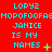Red background with cyan text repeating 'LOPYZ', 'JANICE IS MY NAMES' and a green plus sign, transitioning to yellow dots in the lower-right corner.