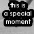 Black-and-white animation of a person's legs and feet in motion, with overlaid text reading 'this is a special moment' on the left side.
