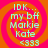 Pixelated text on a pink and orange spiral background with repeated 'IDK... my bff Markie Kate <333' in light green.