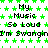 Animated contact sheet of a 48x48 pixel buddy icon showing repeated text and green star patterns across multiple frames with visible transparency background.