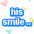 Pixelated text phrases in blue, purple, and pink with heart symbols on a white background.