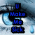 Pixelated blue text reads "U Make Me Sick" over a blurred background with light and dark blue tones.