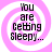 Four identical display "You are Getting Sleepy..." text over pink and white spiral backgrounds with no visible animation changes