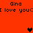 Red background with repeated text and pixelated hearts, showing animation where heart colors alternate between black and brown.