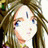 A 48x48 pixel buddy icon featuring a split composition with an anime-style character on the left and stylized text on the right against a black background.