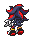 Pixel art character in six sequential poses showing movement from left to right across a gray background.