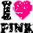Animated contact sheet of a pink heart and black text icon with pixelated artifacts across three frames showing slight variations in heart brightness and text clarity.